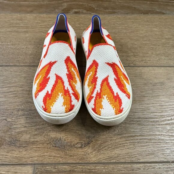 Rothys Kids Sz 2  flame sneakers white machine washable Style 007-107 Slip-On - Picture 1 of 8